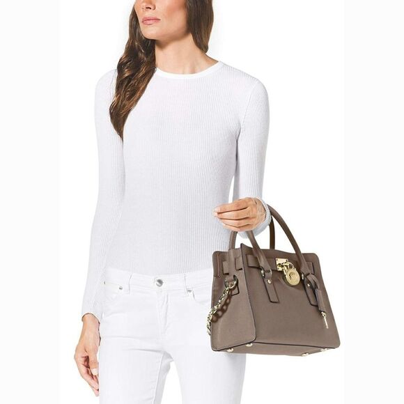 New! MICHAEL KORS Large East West Leather Handbag Satchel Bag Crossbody Bag - Picture 1 of 8